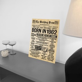 Stuff4 63rd Birthday Poster Unframed - Born In 1962 Vintage Newspaper - Happy 63rd Birthday Gifts for Women Men Retro Back In 1962, 8x10 Inch Sixty-Three Sixty-Third Decor Decoration Bday Party