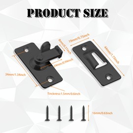 UBRAVE 90 Degree Door Lock Slide Gate Latch,Stainless Steel Angle Door Latch Buckle, Stainless Steel Matte Finished,for Barn, Garden, Bathroom,Outdoor, Garage,Window,Sliding Door (Black-2 Pack)