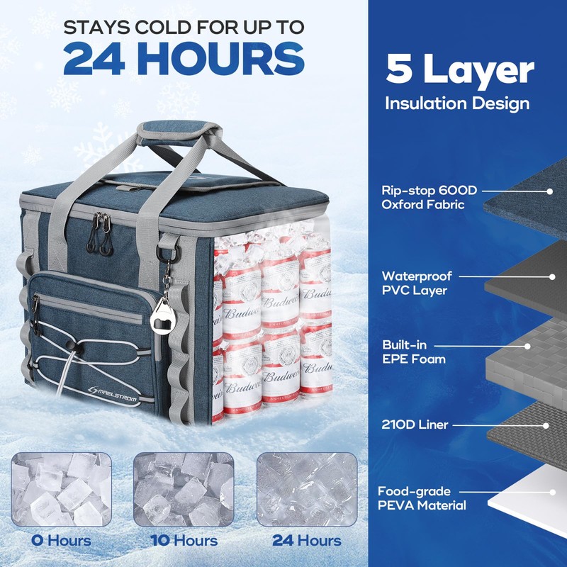 Maelstrom Soft Sided Cooler Bag, 30/40 Can Collapsible Insulated Ice