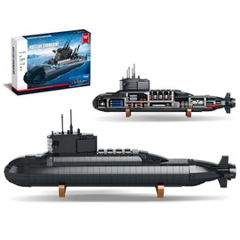 Nuclear Submarine Building Block Toy Set – WW2 Military Battleship Model with Lights, Ideal Gift for Boys, Teens & Adults, Great for Home or Office Decor - 1498 PCS