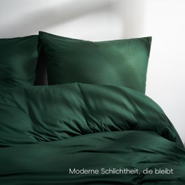 WohlNest Bed Linen 135 x 200 cm Green Summer Bed Linen Single Bed 1 Duvet Cover 135 x 200 cm + 1 Pillowcase 80 x 80 cm Cuddly Bed Linen Plain Microfibre with Zip