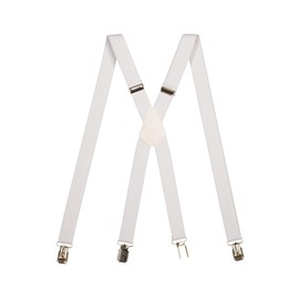 Unisex Skinny Style fully adjustable X-Shape Clip on Braces/Suspenders, 2.5cm - White