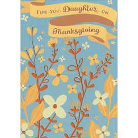 Designer Greetings Yellowish Brown Wild Flowers on Blue Background Thanksgiving Card for Daughter