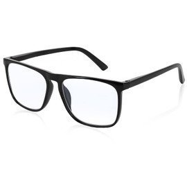 MARE AZZURO Oversized 1.50 Reading Glasses Men Big Square Readers for Large Head 1.0 1.25 1.5 1.75 2.0 2.25 2.5 2.75 3.0 3.5 4.0 5.0 6.0 (Black, 150)