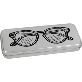 Azeeda 'Pair of Glasses' Metal Hinged Stationery Tin/Storage Box (TT00236842)