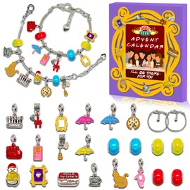 Charm Bracelet Advent Calendar 2025, Christmas Bracelet Advent Calendar for Women, Xmas Friendship Bracelets DIY Jewelry Making Kit, Friends TV Show 24 Days Countdown Gifts