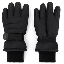 JANGANNSA Kids Waterproof Ski Gloves Warm Winter Accessories for Boys & Girls Aged 4-13, G-black