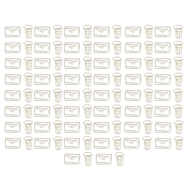 100Pcs Funny Planner Clips Anti Rust Electroplating Process Envelope Coffee