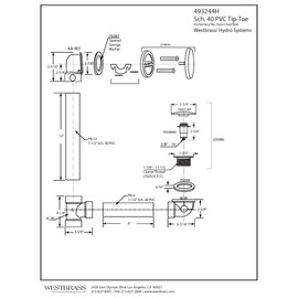 Westbrass 493244H-12 12" & 4" Bath Waste & Overflow Assembly with Tip-Toe Drain Plug and Illusionary Faceplate-SCH. 40 PVC Pipe, 1-Pack, Oil Rubbed Bronze