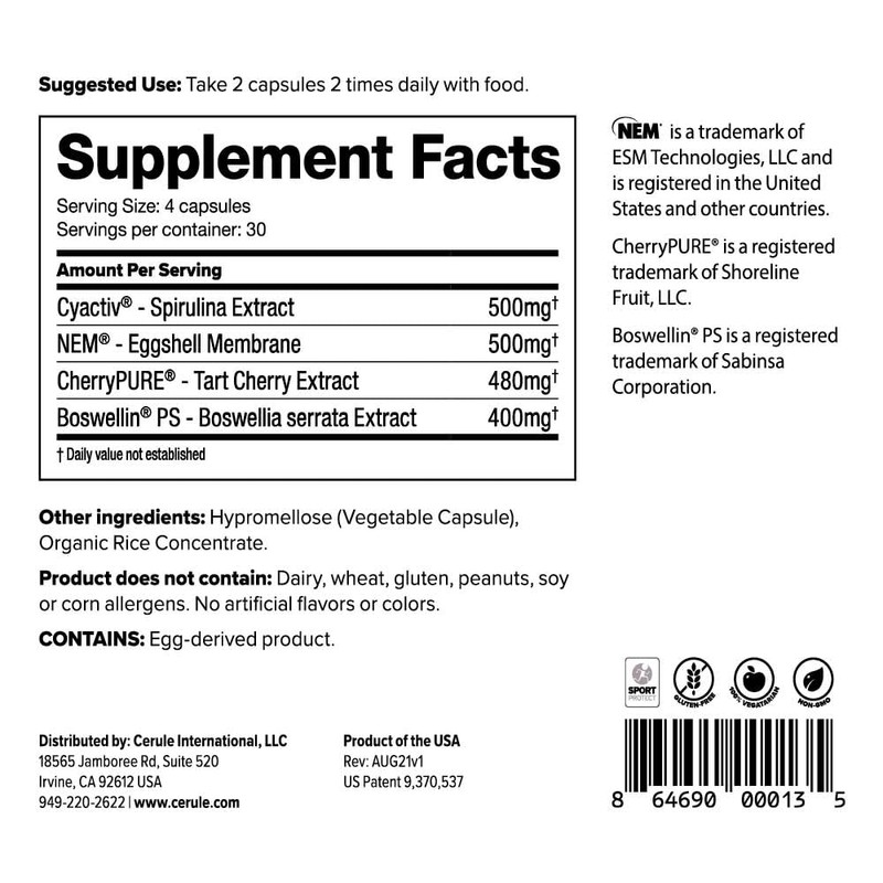 Cerule Cyactiv Spirulina Support Supplement – Natural Joint and Muscle