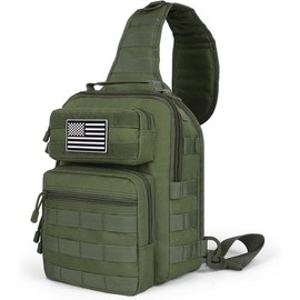 Tactical Sling Bag Backpack Military Rover Shoulder Sling Pack Small EDC Crossbody Chest Bag for Men - Color: green