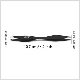 Hair Line Professional Stainless Steel Double Ended Precision Slant/Pointed Tips Tweezers for Eyebrow and Ingrown Thick n Thin Hair_Black