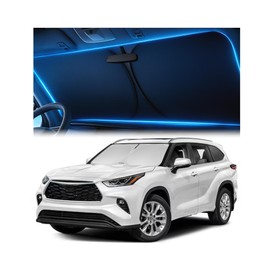 Windshield Sunshade for Toyota Highlander L LE XLE Limited Platinum 2020 2026 - No-Light-Pass Technology, Mirror Cut-Out, Blocks 99% UV Rays, Fade-Resistant, Easy-Fold Highlander Windshield Sun Shade