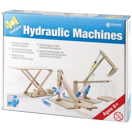 Pathfinders Hydraulic Machines 4-in-1 Wooden Kit (Cherry Picker, Platform Lifter, Excavator, Scissor Lift)