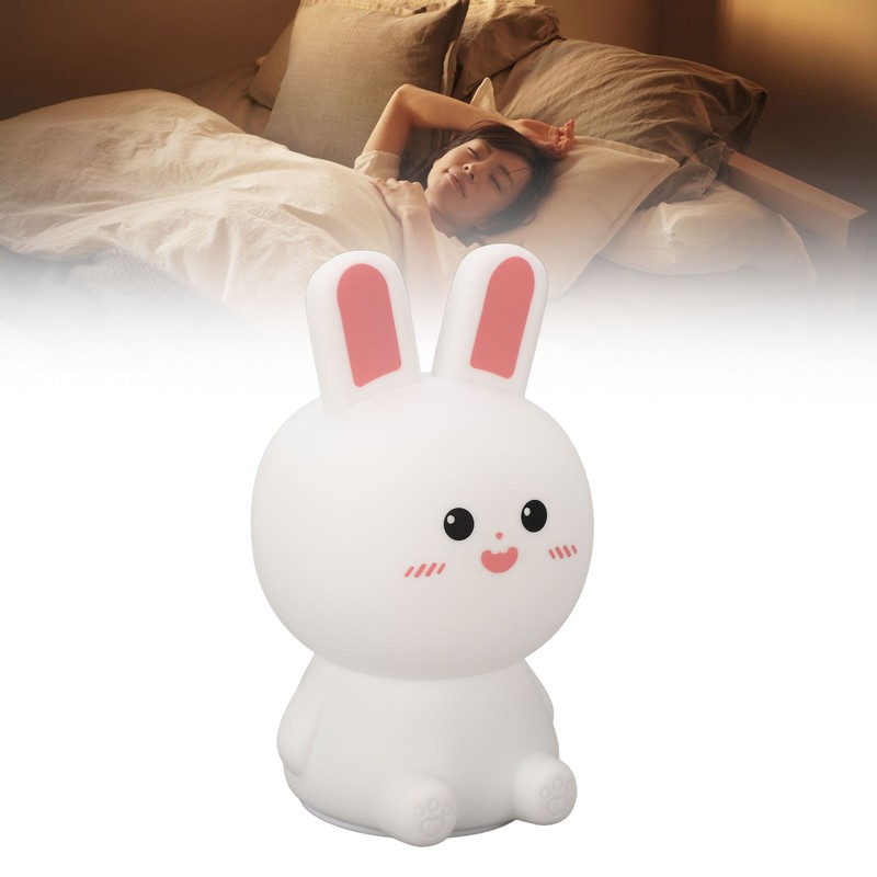 Cute Night Light Tap Control 5 Modes Rechargeable Rabbit Shape