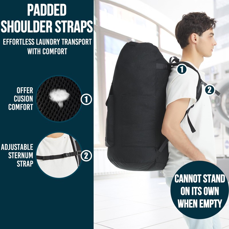 Laundry Bag Extra Large 115L, Laundry Backpack Bag, Laundry Bags