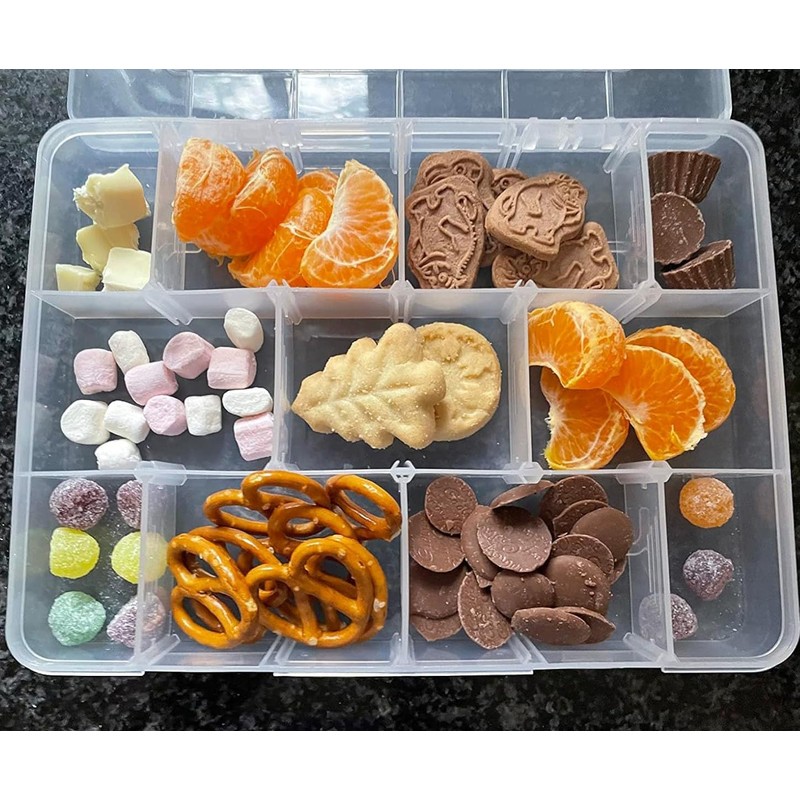 LAifu 2PCS Plastic Stackable Organizer Container with Adjustable Dividers, Snack