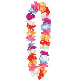 Club Pack of 12 Red and Blue Hawaiian Rainbow Color Beach Party Flower Necklaces 36"