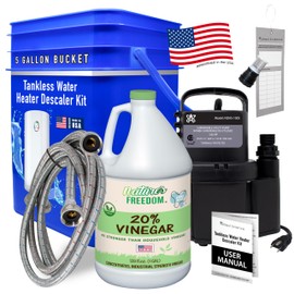 Allied Science Tankless Water Heater Flushing Kit with Square 5-Gallon Bucket, Steel Hoses, 1/6 HP Pump, and Concentrated Vinegar