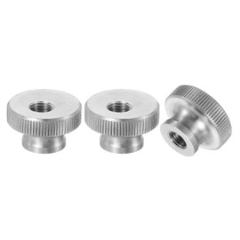 sourcing map Knurled Thumb Nuts, 3Pcs M6 x D20mm x H12mm Stainless Steel Round Knobs Fasteners Through Hole Hand Screw Nut Silver for 3D Printer Parts, Machine Tools