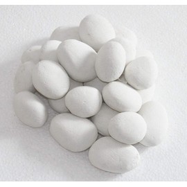 hmleaf 24 Pcs Stone-Like Ceramic Fibre Pebbles for Gas fireplaces, Stove, Gas firepit with White/Black/Grey/Khaki Color (White)