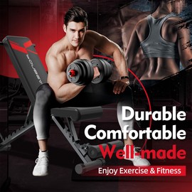 FONBEAR Adjustable Weight Bench, 660LBS Foldable Workout Bench Press for Full Body Strength Training, Multi-Function Incline Decline Bench - Great for Beginners and Professional Use