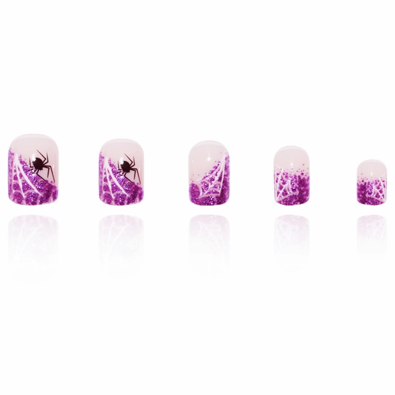 BABALAL Acrylic Press on Nails Short Square Fake Nails Purple