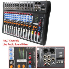 DYRABREST Audio Mixer 12 Channel Live Studio LED Display USB,Professional Bluetooth Mixing Console with 3-Band EQ Sound Board Console GAIN Channel,DJ Studio Audio Mixer(12 Channel)