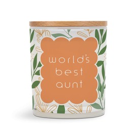 Elanze Designs World's Best Aunt 11.5 Ounce Pure Soy Wax Jar Candle, White Tea Scent