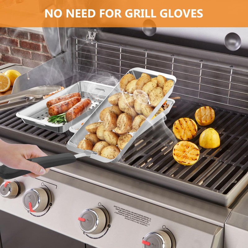 Onlyfire Grill Basket Set, 5PCS Stainless Steel Grill Pan -