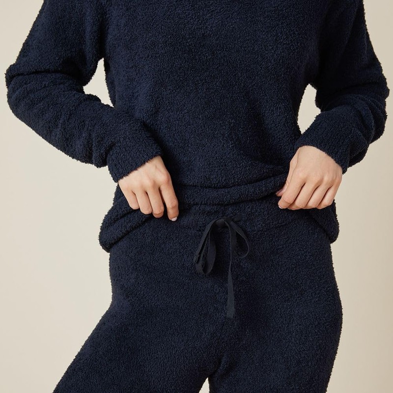 Softies Ultra-Soft Solid Marshmallow V-Neck Lounge Set for Women, Black,