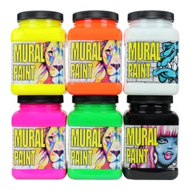 CHROMA Acrylic Mural Paint for Interior and Exterior Murals - Lightfast, Mixable, Hard-Wearing Vibrant Pigment, 6 Neon Set (2894)