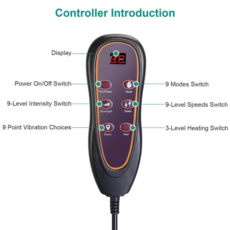 Full Body Electric Massage Mat w/Heat Vibration Massage Pad Cushion