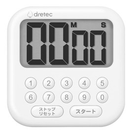 dretec Easy Operation 10-Key Timer, Count Up/Down Repeat Function, Up to 99 Minutes 90 Seconds Set, Stand, Magnet, Wall Hanging, Simple Kitchen Timer, Timer, Kitchen, Study, Magnet, Digital, Kitchen, Bubbles 10, White