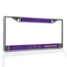 Fastasticdeals Metal Insert License Plate Frame Omega Psi Phi Weatherproof Car Accessories Chrome 2 Holes Solid Insert