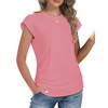 Trendy Womens Summer Tops 2025- Chic Ruched Short-Sleeve Crewneck T