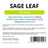 Lindens Sage Leaf 500mg 100 Tablets 2mg Rosmarinic Acid Women's