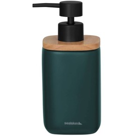Sealskin Mind Soap Dispenser 200 ml Made of Cement Wood Detail, Dark Green