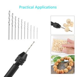 51-Piece Mini Drill Set KAKOO Precision Pin Vise Micro Hand Drill with 48 Spiral Drill Bits (0.5-3.0 mm), Tweezers Box Drill Bit Rotating Tools for Crafts Woodworking Alloy Steel