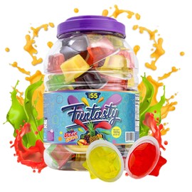 FUNTASTY Funtasty Jelly Cups - 55 Count Jar - Assorted Fruit Candy, Vegan Friendly