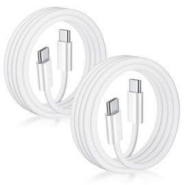 Cable USB C a USB C de 3 pies Certificado Paquete de 2 unidades 60 W usbc Tejido Carga Rápida Tipo C Cargador Compatible con iPhone 17/16 Pro Max Plus