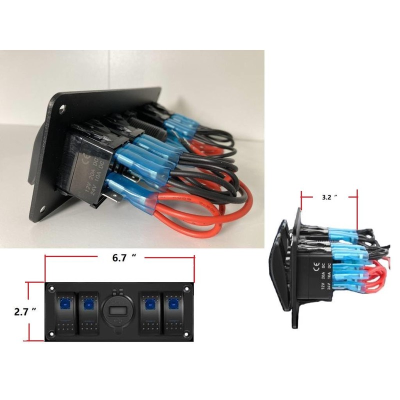 4 Gang Rocker Switch Panel ON Off Switch USB QC