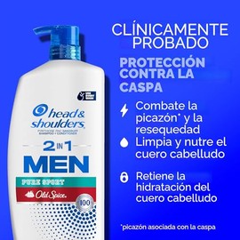 Head & Shoulders Champú y acondicionador anticaspa, Old Spice Pure Sport para hombres 2 en 1, paquete doble, 1% de piritiona de zinc, champú anticaspa