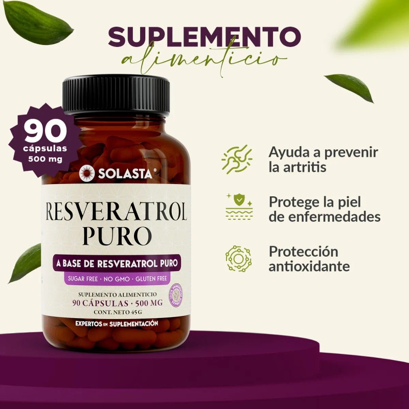 Resveratrol De 90 Cápsulas | Solasta® Sabor Sin Sabor
