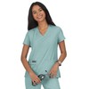 KOI Basics Becca Women's 4-Pocket Stretch Scrub Top Heather Sage