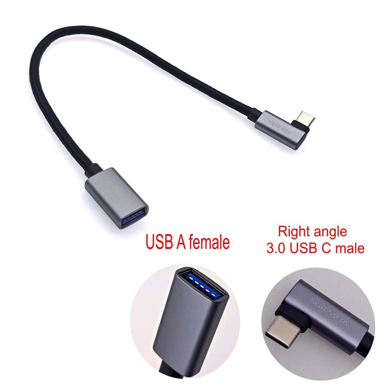 JZK 30 cm 5 Gbit/s rechtwinkliger 3.0-USB-C-Stecker auf USB-A-Buchse, Adapter,