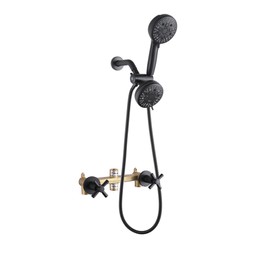 CISTPOFS 2 Handle Shower Faucet Matte Black, 2 in 1 Shower Fixtures Trim Kit with Rough-in Valve Wall Mounted