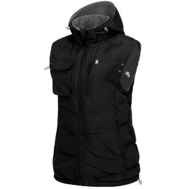 Little Donkey Andy Women's Fleece Puffy Vest Warm Sleeveless Puffer Jacket with Removable Hood for Golfing Hiking Black XS