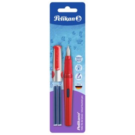 Pelikan 971226 - Pelikano Füllhalter P480, Feder: A, inklusive 2 Tintenpatronen Gtp/B, Schaftfarbe: rot