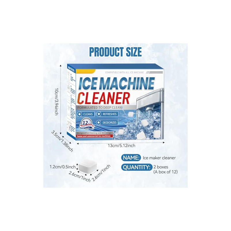 Pack of 24 ice cube machine cleaner, ice machine cleaner,